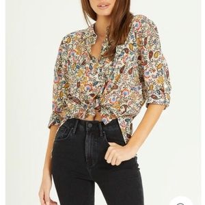 Dear John Arianna flow of paisleys button down blouse size small